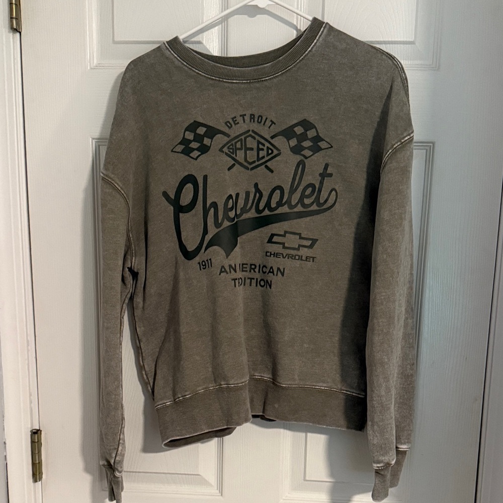 Chevrolet Women's Vintage Gray Crew Neck Sweater